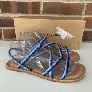 Lucky Brand Womens Bizell Strappy Flat Sandals BLUE Size US 8 M